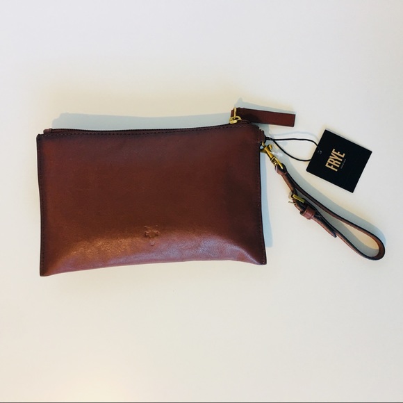 Frye Leather Wristlet Pouch Clutch Brown Cognac - Picture 3 of 8